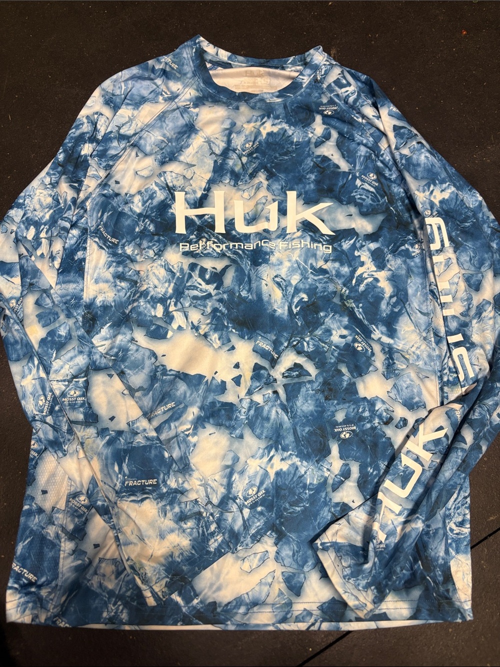 Huk Blue and White Tie-Dye Performance Long Sleeve